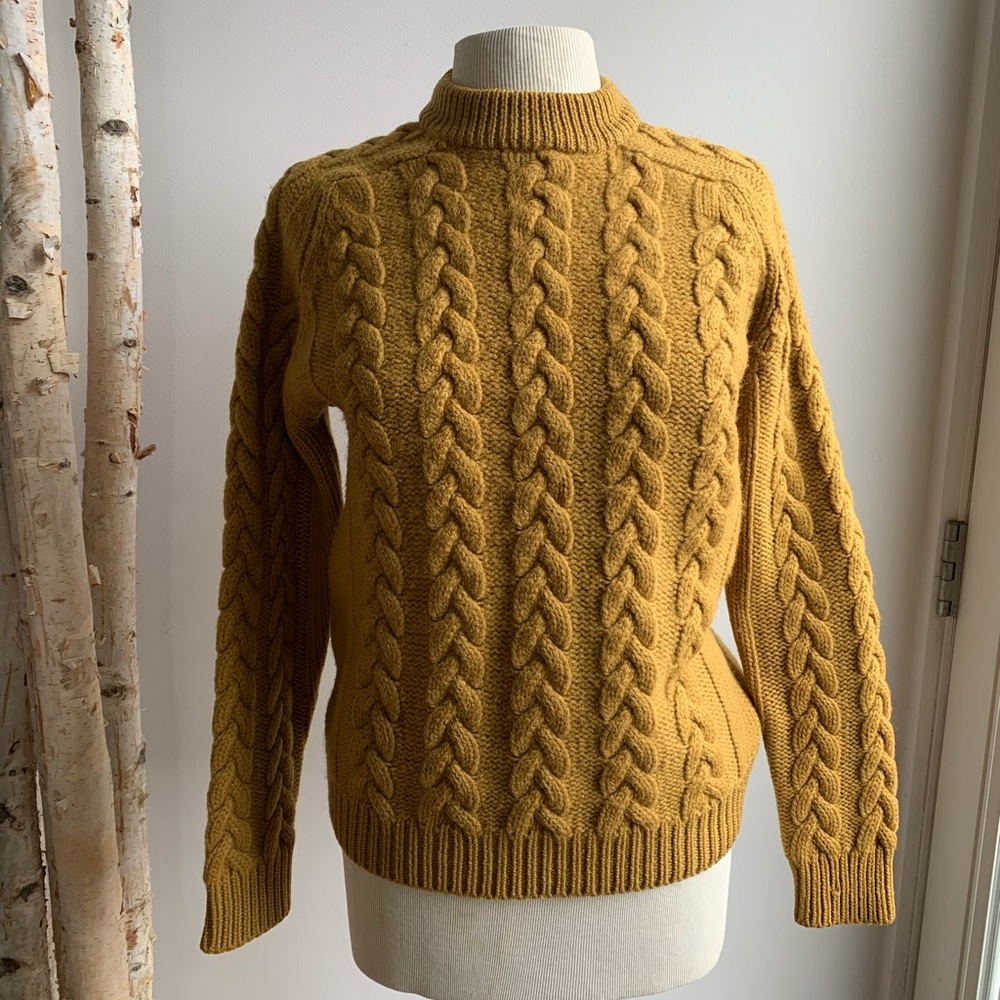 Vintage 50-60’s Wool Cable Knit Sweater Ochre